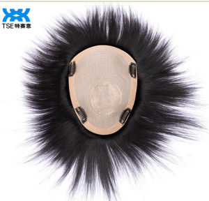 TSE Men Hair Wig Piece Fashion Full Hand-knitted 100% Real Hair Replacement Block Head Top Hair Replacement Invisible Covering White Hair YZ001