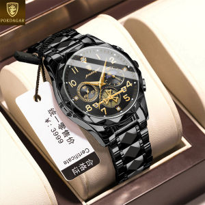 Top POEDAGAR multifunctional chronograph watch for men sale original waterproof luxury tungsten steel tourbillon sapphire crystal calendar luminous watch multi-color