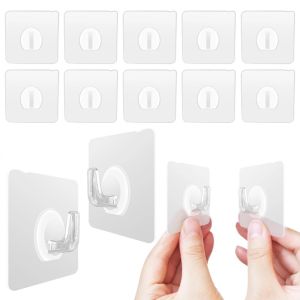 10pcs Transparent Strong Adhesive Wall HooksSelf Adhesive Door Wall Hanger HookSticky Waterproof Kitchen Bathroom Storage Organizer Rack
