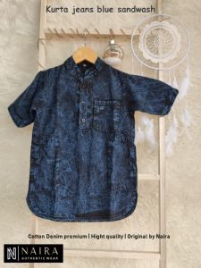 Naira - Kemeja kurta denim anak laki-laki 3-14Thn - Kemeja jeans anak - Koko kurta pakistan - Kemeja jeans - Kemeja koko - Kemeja anak trendy - Kemeja anak murah