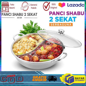 panci set dengan penutup kaca shabu/PANCI SHABU 2 SEKAT 30CM LH30CM sabu 2 sekat diameter 28cm