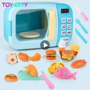 Kids pretend play housekeeping mini household kitchen Microwave Oven Simulation Training Model Role girls play house blocks Educational Art DIY toys