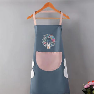Termaya Kitchen Apron Waterproof Oil Resistant Bib Apron Large Pocket Adjustable Neck Tahan Lama Rumah Tangga Cooking Baking