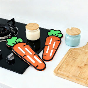 Silicone Carrot Shape Pot Cover Draining Pad Cutting Board Cookware Storage Mat Heat Insulation