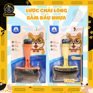 Lược Gỡ Rối Chải Lông Đẩy Lông Có Nút Bấm Cho Chó Mèo