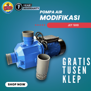 jual pompa air modifikasi type jet 500 surya guna kualitas bagus bergaransi 1 tahun pipa in/out 2 inch debit air besar untuk isi kolam ikan gurame gratis packing kayu