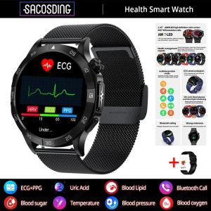 Blood Sugar Smart Watch Blood Lipid Uric Acid Health Monitor Sport Watch Smart ECG+PPG HD Bluetooth Call AI Voice Smartwatch SOS