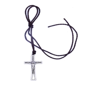 Retro Rope Jesus for Cross Necklace Pendant for Men Women Catholic Religious Christian