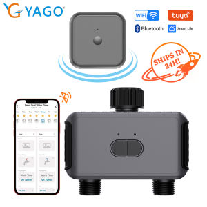 RCYAGO WIFI Automatic Irrigation Timer Smart Watering Timer 2 Zone Sprinkler Timer Watering System for GardenVegetables Greenhouse