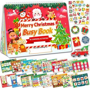 Christmas Busy Book for Toddlers 3-5 Montessori Toys Preschool Learning Activities for Toddlers Book Autism Sensory Educational for Kids Ages 2-4