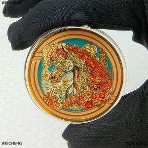 [COD] WEICHENG Colorful Zodiac Chinese Horse Souvenir Coin Commemorative Lucky Challenge Coin Collection Gifts With Protective Case