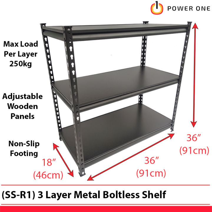 (SS-R1) 3 Layer Adjustable Boltless Riveted Multi-Purpose Steel Storage ...