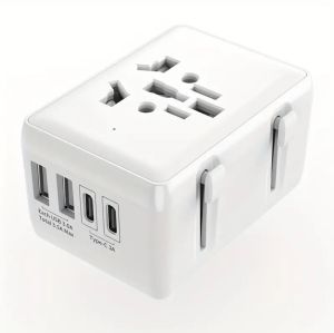 Universal International Travel Plug Adapter 2 USB 2 Type-C 3A Small SizeEUUSAUUK Plug Worldwide Compatible | Charger | Small and Portable | High-Speed Charging Hub | Global Compatible | Travel-Friendly | Lightweight