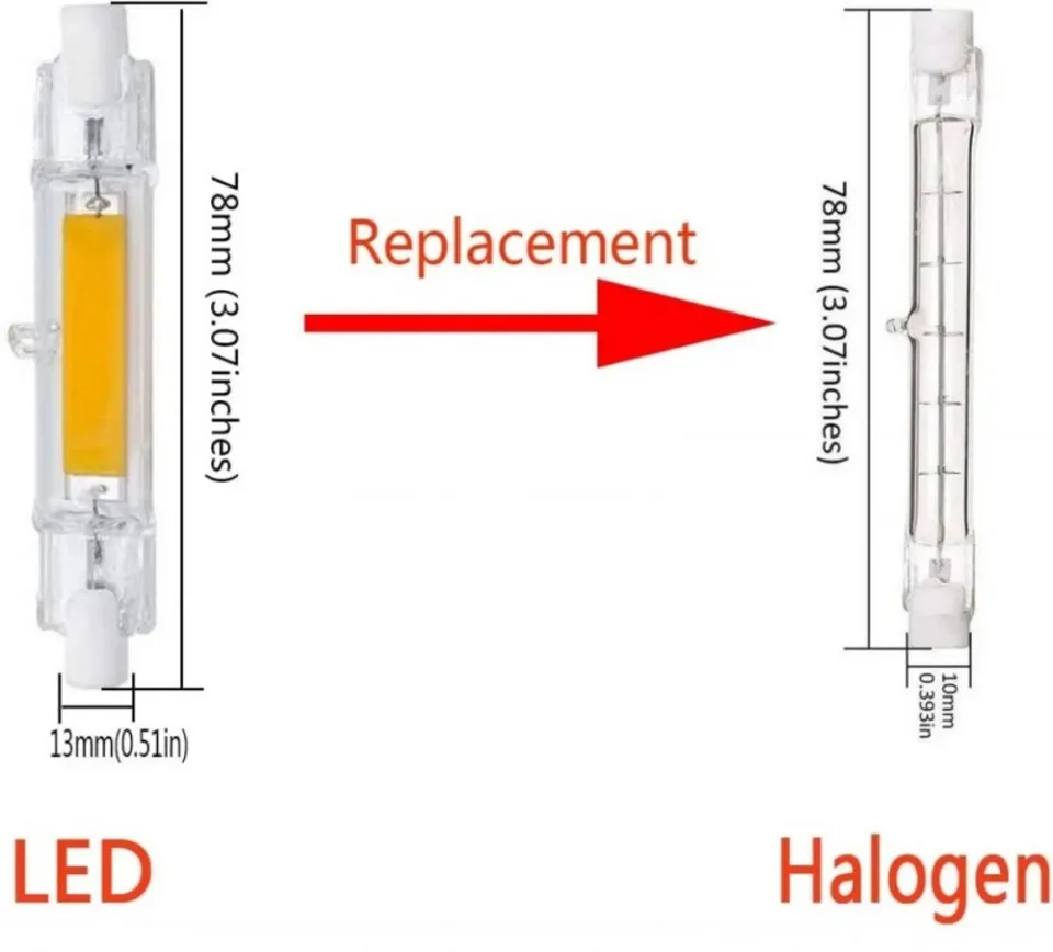 Super Bright Dimmable LED R7S Glass Tube COB Bulb Ceramics 78MM 118MM R7S  Corn Lamp 15W 20W J78 J118 Replace Halogen Lampadas - AliExpress