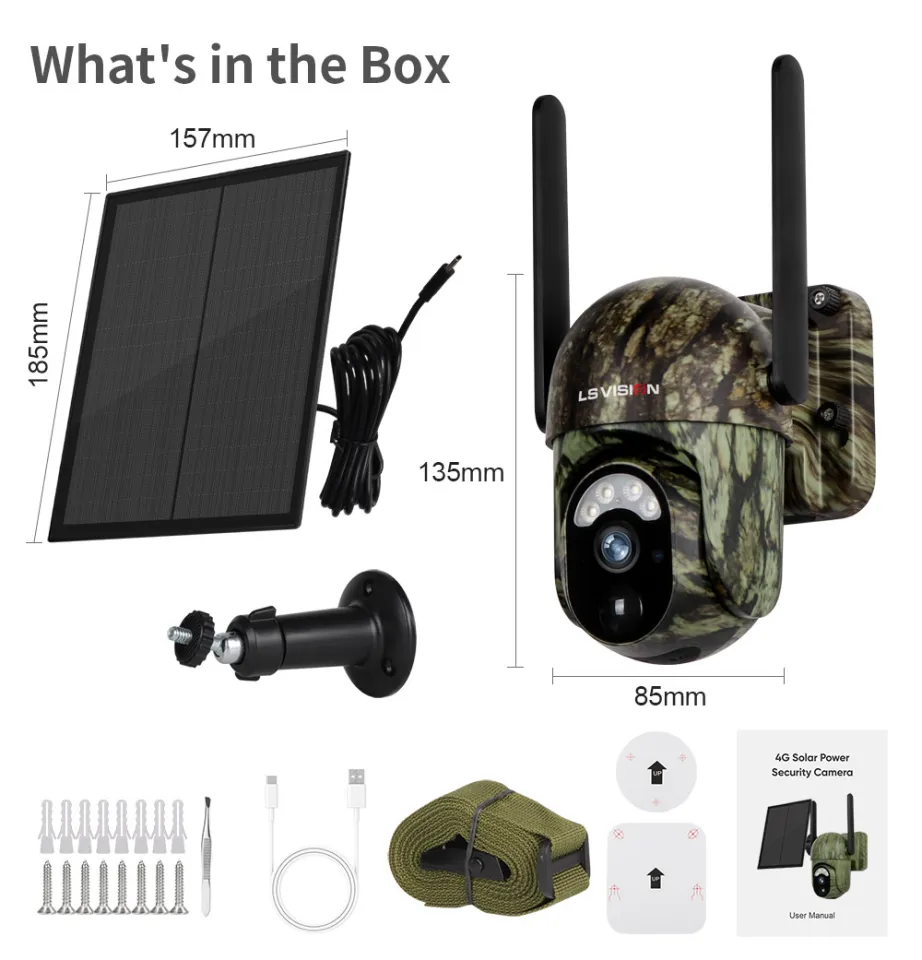 LS VISION 3MP WIFI/4G Intelligent Alert Trail Solar Powered Camera Outdoor  IP66 Waterproof Wildlife Tracking Forest Hidden Camera Human Animal