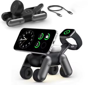 For iPhone 18 Pro Max New i17 i16 i15 Robot Dog Shape Desktop Magnetic 3 in 1 Wireless Charger Fast Charging Station