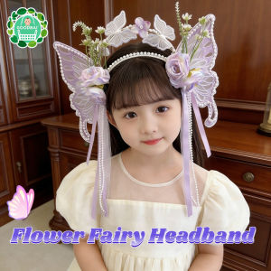 Princess Flower Headband Flower Fairy Butterfly Tassel Hair Accessories Princess Fairy Headband with Tassel