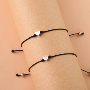 2pcs Sister Couple Bracelet Matching Heart Bracelets Gift for Sister Women Birthday Presents for Girlfriend