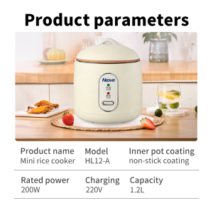 Nkove 1.2L Rice Cooker Mini One-Touch Cook Non-Stick Pot Auto Keep Warm 200W Super Save Compact Size for Condo/Dorm