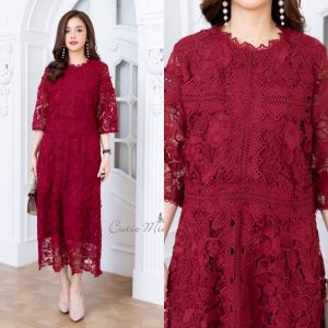 Cutie Minute อก ฟรีไซส์ 42" 44" 46" เดรสลูกไม้เนื้อหนาเกรดพรีเมี่ยม ใช้ลายลูกไม้สวยหรูมากค่ะ ดีเทลใช้ผ้าลูกไม้แต่งกุ้นที่ชุดได้สวยและลงตัวมากค่ะ