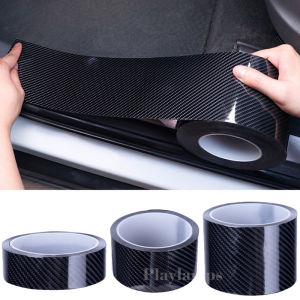 7/5/3cm 3D Nano Carbon Fiber Car Sticker DIY Protector Strip Auto Door Sill Side Anti Scratch Tape Waterproof Protection Film Black