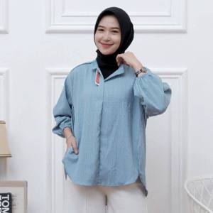 Coachluk Livia Atasan Blouse Wanita Kemeja Lady Crush Oversize Tshirt Women Baby Crush V-Neck Setrip Polos Premium