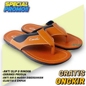 SANDAL SELOP KULIT PRIA DEWASA CANVIL KASUAL BEST SELLER BUY 1 GET 1 TERBARU