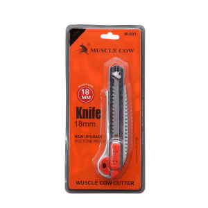 ใบมีดคัตเตอร์ MUSCLE COW ใบมีดคัตเตอร์ (1 กล่อง 120 ใบ) ขนาด 18 มม. เป็นใบมีดคัตเตอร์ประยุกต์ใช้ ได้แก่ คัตเตอร์เหล็ก คัตเตอร์พกพา คัตเตอร์แท้ (ใบมีดคัตเตอร์) ส่วนด้ามมีดคมกริบและทนทาน สามารถหักใบมีดเพื่อใช้ใบมีดใหม่ได้ทันที