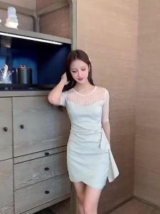 324Short Sleeve Tight Corset Bodycon Woman DressDresses for Women Ruffle Mesh on Sale Clearance Promotion Aesthetic Kpop Hot