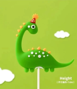 PAJANGAN KUE ANIMAL DINO HIJAU & ORANGE TOPPER CAKE DINOSAURUS / HIASAN KARTUN KUE TOPPER