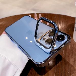 เคสโปร่งใสตั้งได้ มีฝาครอบเลนส์กล้องแบบกระจกสีใส Case For iPhone 15Promax 15Pro 15Plus 15 14Promax 14Pro 14Plus 14 13Promax 13Pro 13 12Promax 12Pro 12 11Promax 11 เคสไอโฟน เคสสำหรับไอโฟน