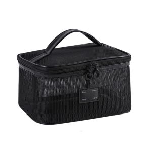 NBANLIKE Lightweight Mesh Handheld Makeup Bag Portable Square Storage Toiletry Bag Simple Large Capacity Cosmetic Cases Data Cable Storage