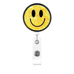 1Pc Acrylic Quicksand Retractable Badge Reel Buckle Rotating