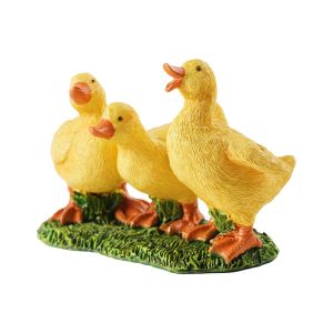 VGLPOP Cartoon Three Ducks Statue Resin Cute Animal Miniatures Figurine Micro Landscape Decorative Ducks Sculpture Outdoor
