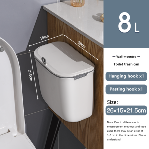 8L/12L Trash Can with Cover Wall Mounted Hanging Trash Bin For Kitchen With Lid Recycle Rubbish Garbage Bin trash can