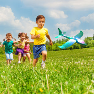 DENOSWIM 48CM Led Light Up Glider Airplane Model Toy Kids Hand Throw Flying Glider Planes Foam Aeroplane Outdoor Toys Kids Game