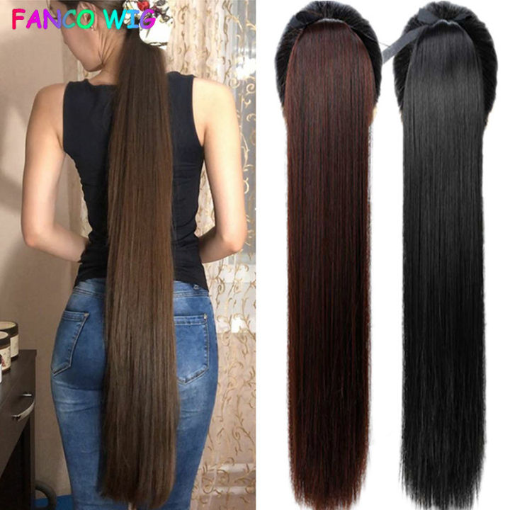 Original 45cm 55cm 65cm hair extension human hair washable long sale Super Straight Clip in Women Soft Ponytail Wig Ponytail Hair Wig with Claw Extended Lazada Singapore