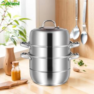 11inch 3 Tier Stainless Steel with Lid&Handle Steamer Pot Thick Food Steamer for Vegetable Dumpling Stock Sauce Food