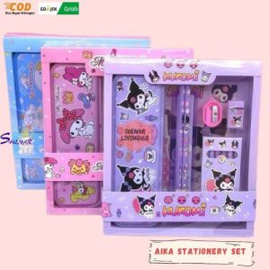 AIKA STATIONERY SET / SET ALAT SEKOLAH / KOTAK PENCIL / CRAYON / PENCIL / PENGGARIS / PELENGKAPAN ALAT TULIS SHENAR