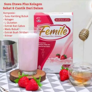 Femile Susu Kambing Etawa Bubuk plus Herbal-Collagen- L Glutathione-Madu-Ikan Gabus-Kolagen