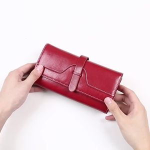RFID Anti-Theft Brush New Three Fold Multi Fold Genuine Leather Cowhide Wallet Multifunctional Anti Tamper Magnetic Card Bag Sho2026