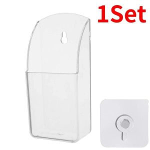 2Pcs Acrylic Remote Holder Organizer Clear TV Remote Control Holder Wall Mount Remote Caddy For TV Air Conditioner Bedside Media Organizer