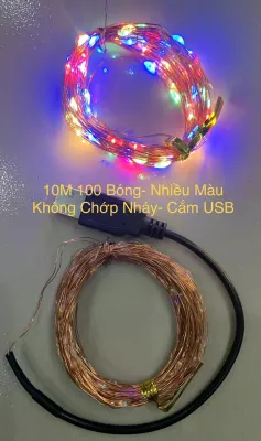 Dài 10 Mét 100 Bóng Đèn Led Xài Cổng Sạc USB Dây Đèn Đom Đóm Fairy Light Không Chớp Decor Trang Trí Tiệc Cắm Trại Đẹp