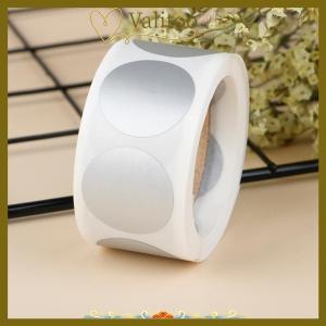 [Valitoo] สติกเกอร์สีเงินทรงกลมลอกออกได้จำนวน300ชิ้นสติกเกอร์ติดป้ายสำหรับขูดขนาด1นิ้ว