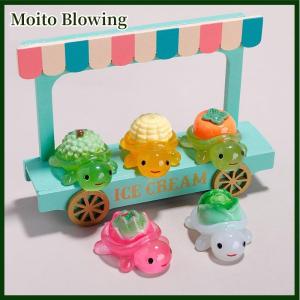 Moito 10pcs Landscaping Resin Crafts Glowing Turtle Garden Fish Tank Miniatures Ornaments Mini Luminous Fruit Turtle Home Decoration