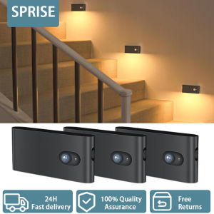 SPRISE Motion Sensor Night Light Stair Lights Indoor Warm White Magnetic LED Touch Lamp for HallwayStairwayBathroom 1/3 Pack
