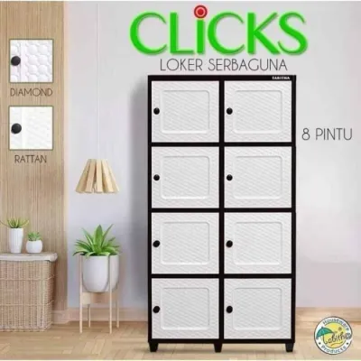 LEMARI PLASTIK TABITHA CLICK LEMARI PAKAIAN RAK TV TOWER 2 SUSUN 3 SUSUN DAN 4 SUSUN PINTU PUTIH