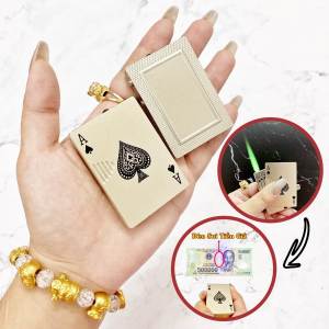 BẬT LỬA KHÈ HÌNH LÁ BÀI - CÓ ĐÈN SOI TIỀN GIẢ - (XÀI GAS )