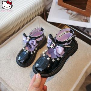 Christmas Gift Halloween Kawaii Anime Sanrio Girls Leather Shoes Kuromi Casual Shoes Princess Kids Cartoon Party Children School Performance Flats Shoes