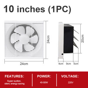 YOWXII🔥 Exhaust fan 14/12/10/8 "inchWall mounted exhaust fan home kitchen bathroom office strong wind Sound off